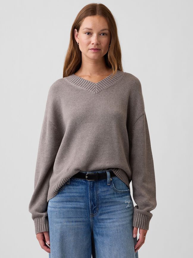 Oversized V-Neck Sweater gap oversized v neck sweater