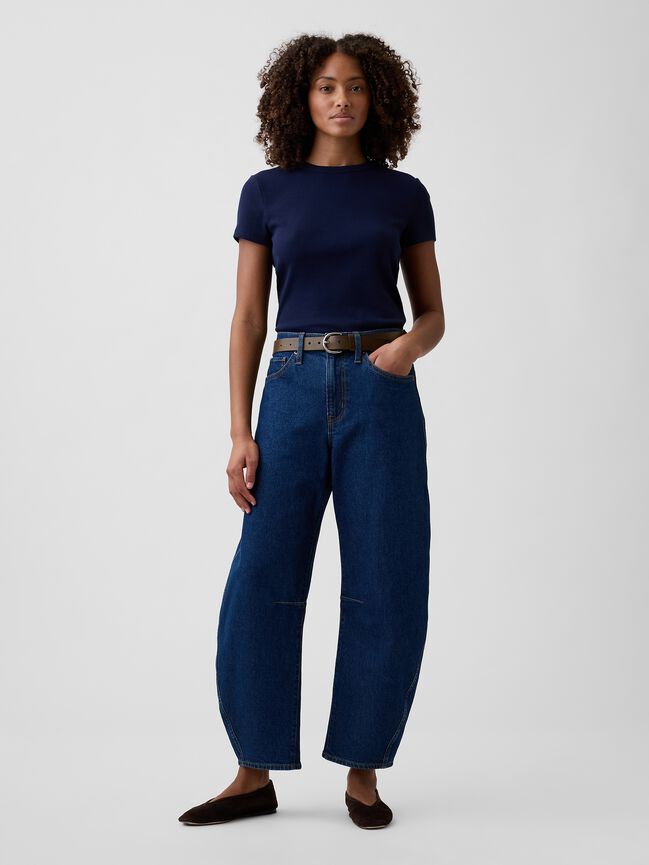 High Rise Barrel Jeans gap high rise barrel jeans