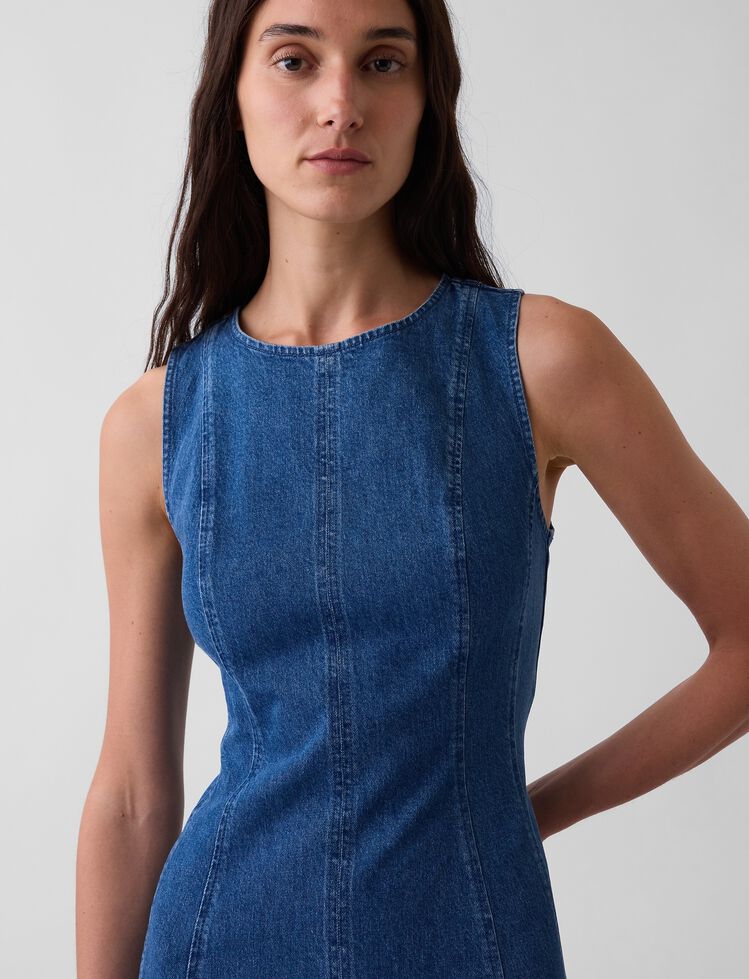 Seamed Denim Maxi Dress gap seamed denim maxi dress
