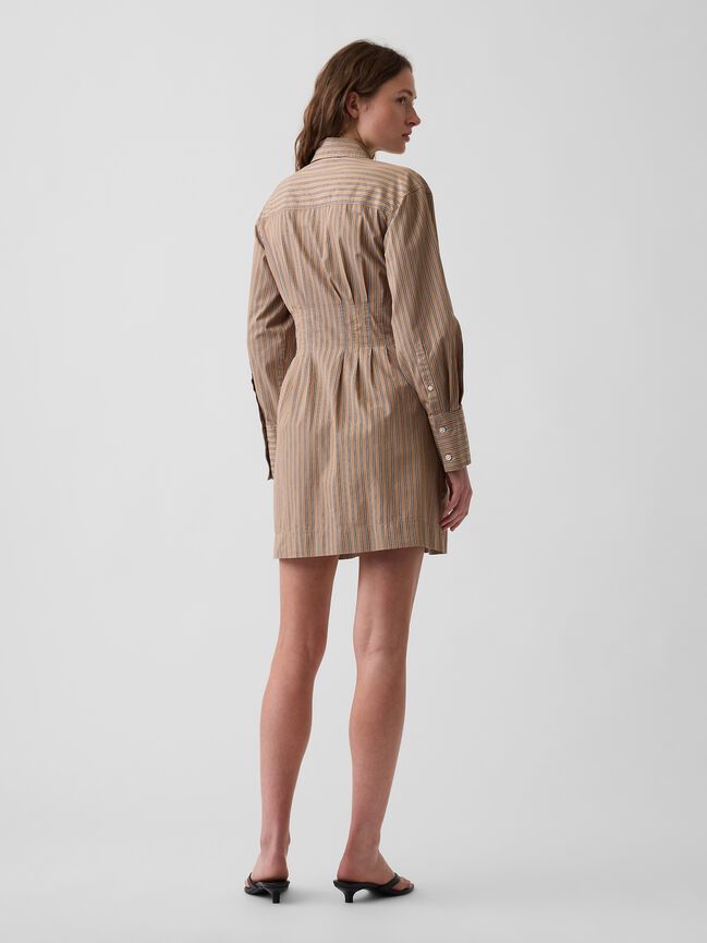 Organic Cotton Pleated Mini Shirtdress gap organic cotton pleated mini shirtdress