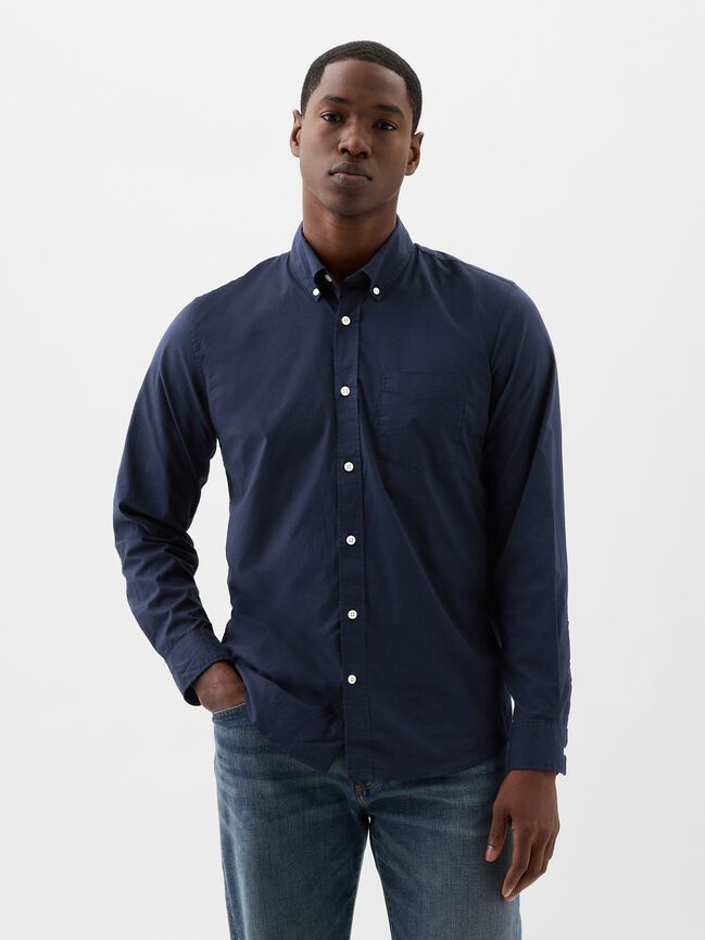 Stretch Poplin Shirt in Standard Fit gap stretch poplin shirt in standard fit
