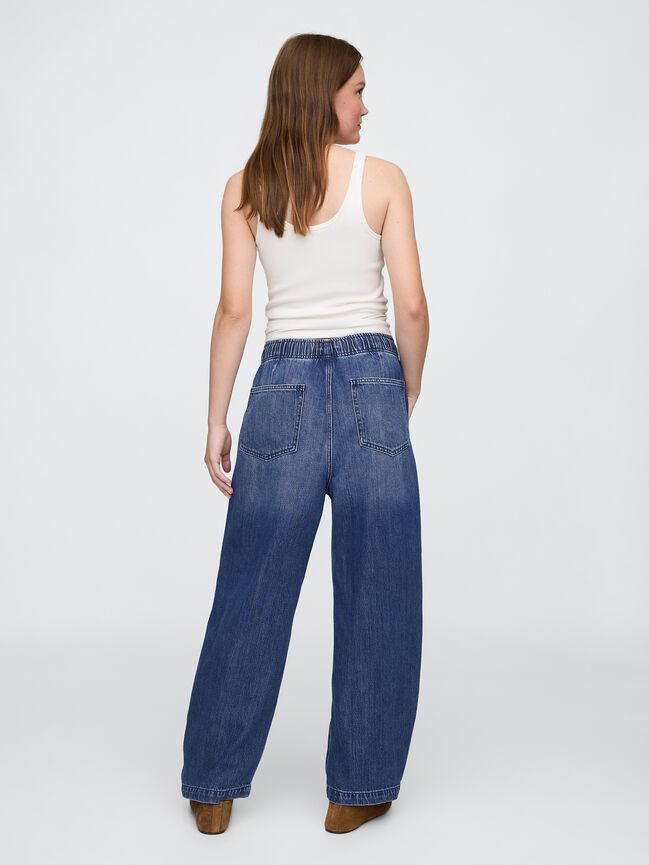 Mid Rise SuperSoft Pull-On Barrel Jeans gap mid rise supersoft pull on barrel jeans