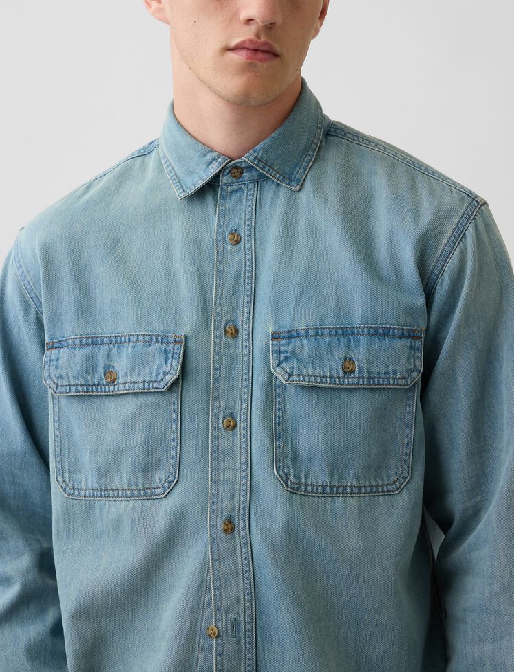 UltraSoft Denim Relaxed Utility Shirt gap ultrasoft denim relaxed utility shirt