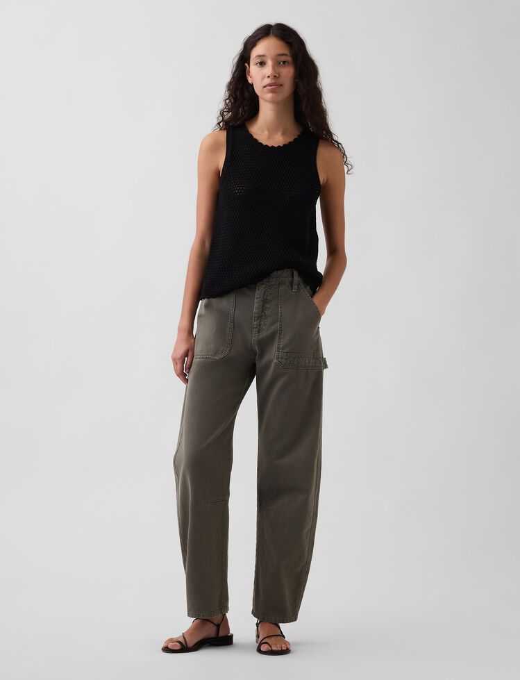 Mid Rise Barrel Utility Ankle Pants gap mid rise barrel utility ankle pants
