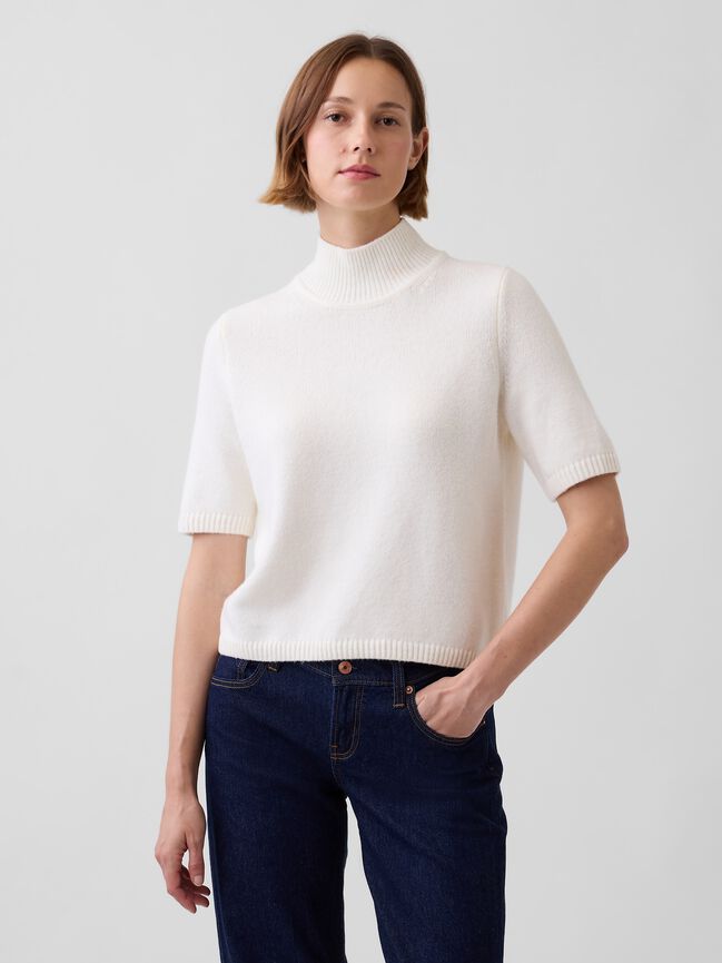 CashSoft Mockneck Elbow-Sleeve Sweater gap cashsoft mockneck elbow sleeve sweater