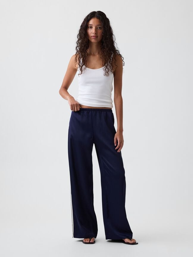 Satin Easy Wide-Leg Pants gap satin easy wide leg pants