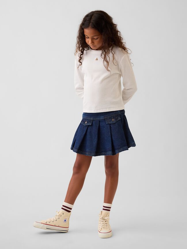Kids Denim Pleated Mini Skirt gap kids denim pleated mini skirt
