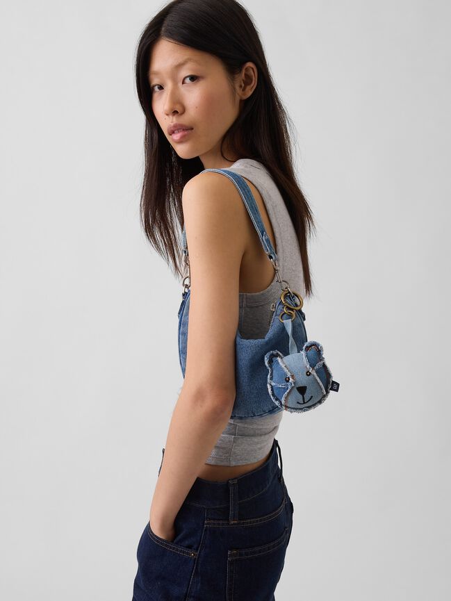Small Denim Crescent Crossbody gap small denim crescent crossbody