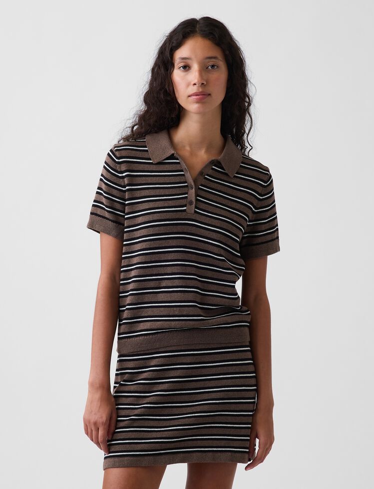 100% Cotton Stripe Polo Sweater Shirt gap 100 cotton stripe polo sweater shirt