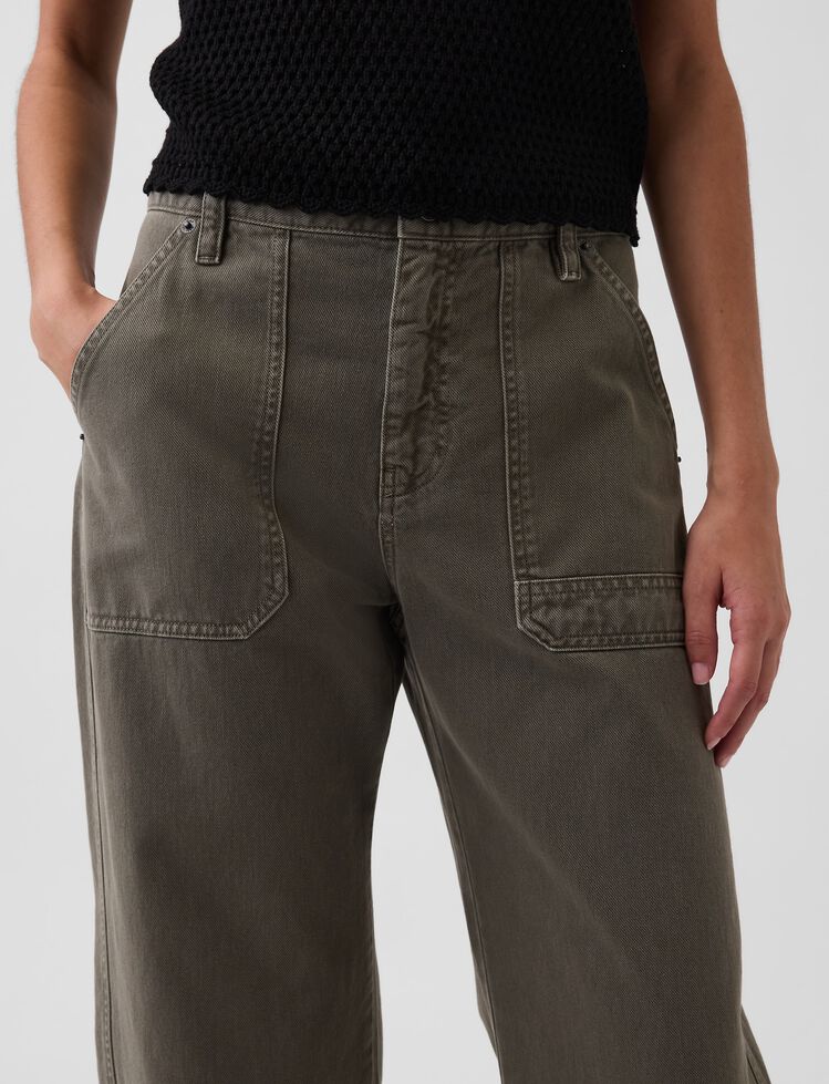 Mid Rise Barrel Utility Ankle Pants gap mid rise barrel utility ankle pants