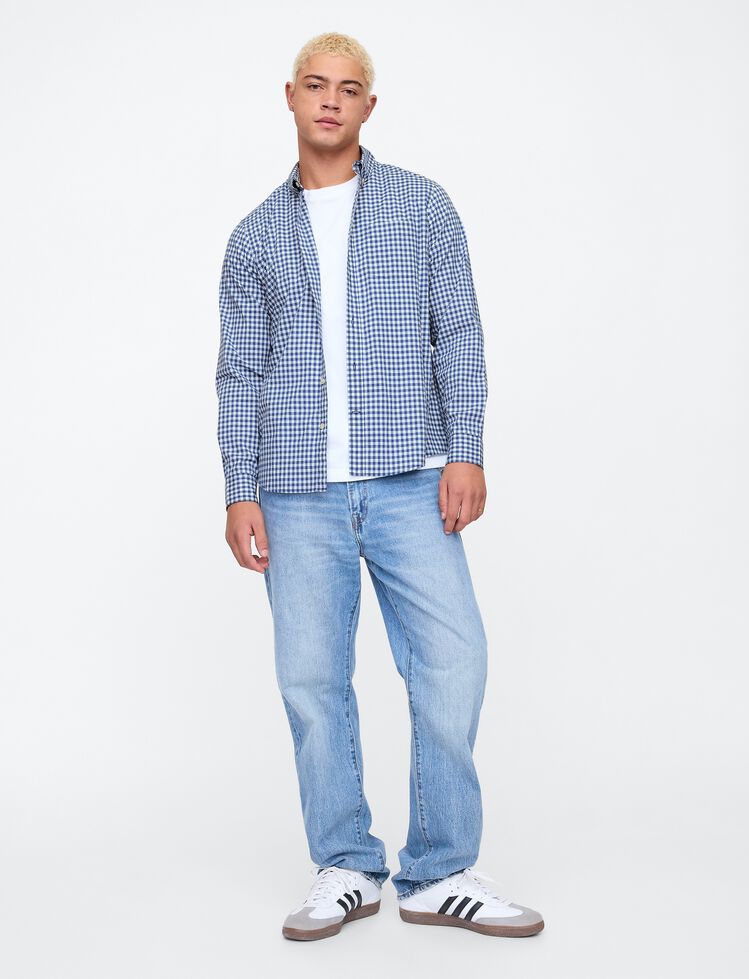 Stretch Poplin Shirt in Standard Fit gap stretch poplin shirt in standard fit