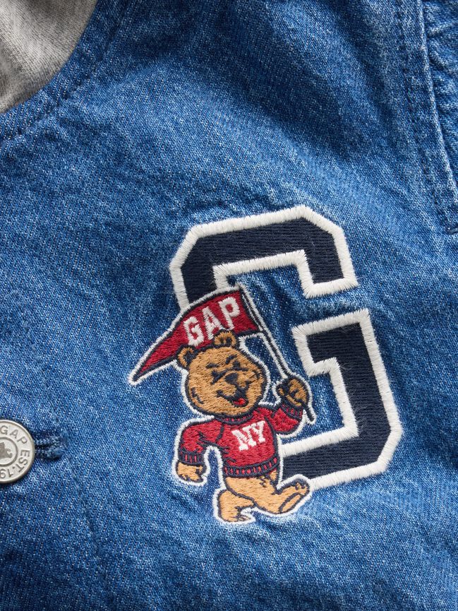 Baby & Toddler Denim Varsity Bomber Jacket gap baby toddler denim varsity bomber jacket