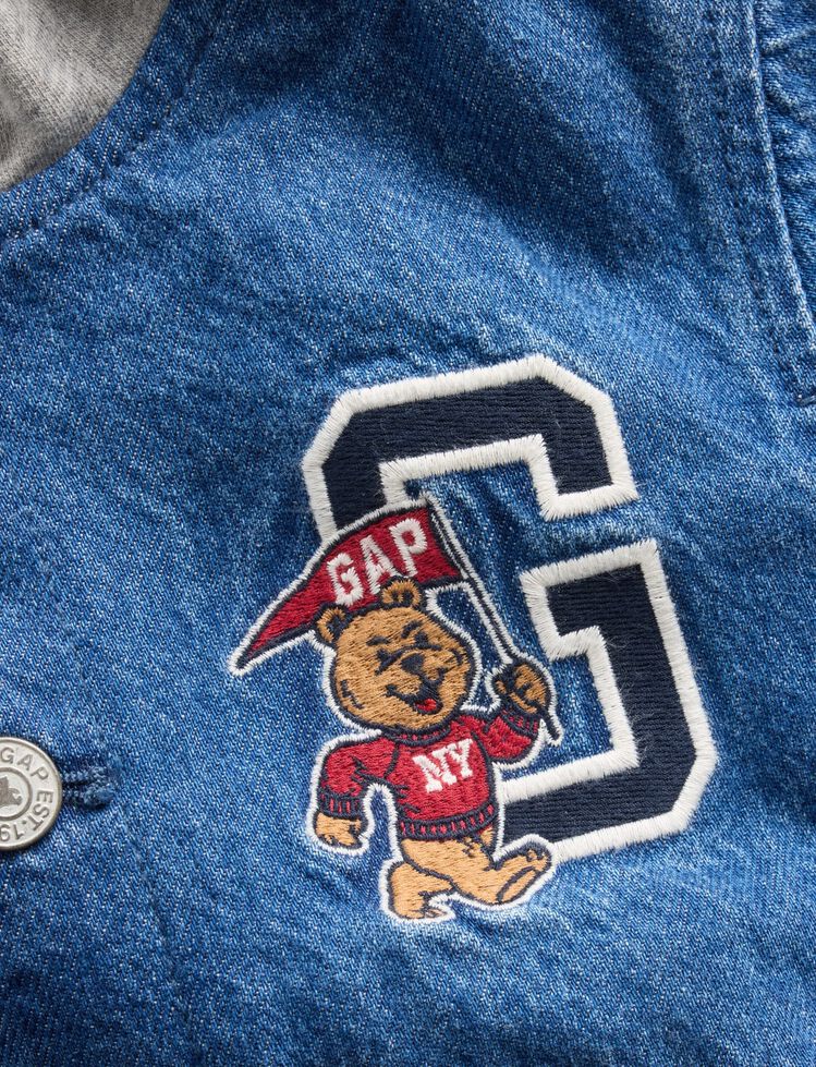 Baby & Toddler Denim Varsity Bomber Jacket gap baby toddler denim varsity bomber jacket