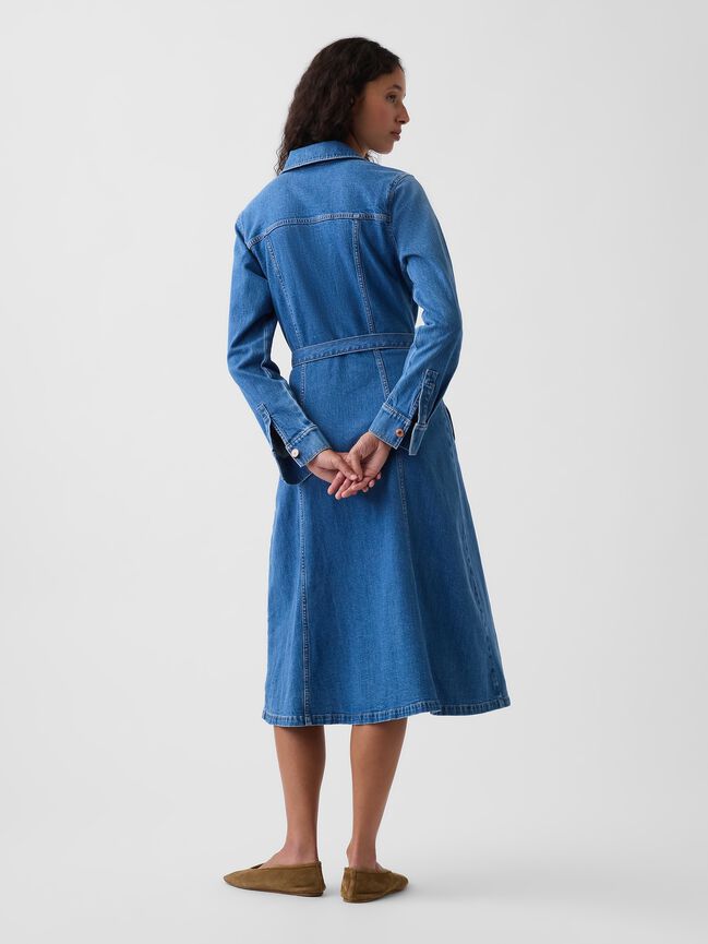 Denim Tie-Belt Midi Shirtdress gap denim tie belt midi shirtdress