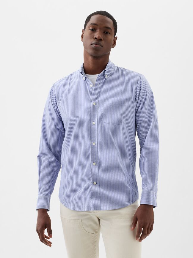 Stretch Poplin Shirt in Standard Fit gap stretch poplin shirt in standard fit