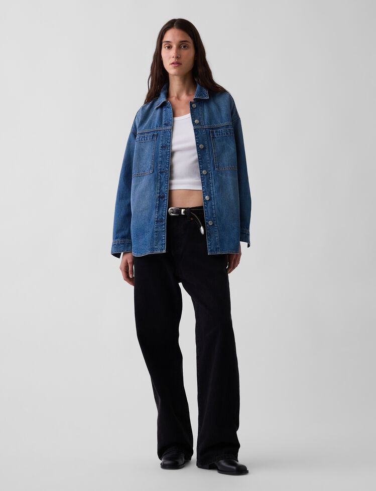 Denim Oversized Shirt Jacket gap denim oversized shirt jacket
