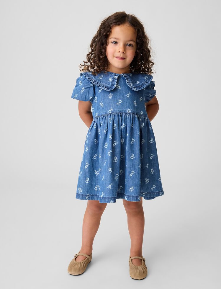 Baby & Toddler Denim Collared Floral Dress gap baby toddler denim collared floral dress