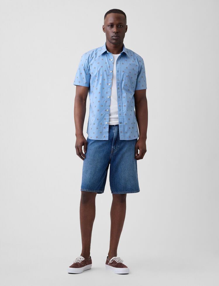Stretch Poplin Shirt in Standard Fit gap stretch poplin shirt in standard fit