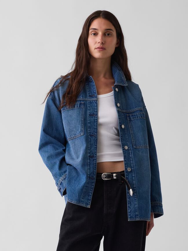 Denim Oversized Shirt Jacket gap denim oversized shirt jacket