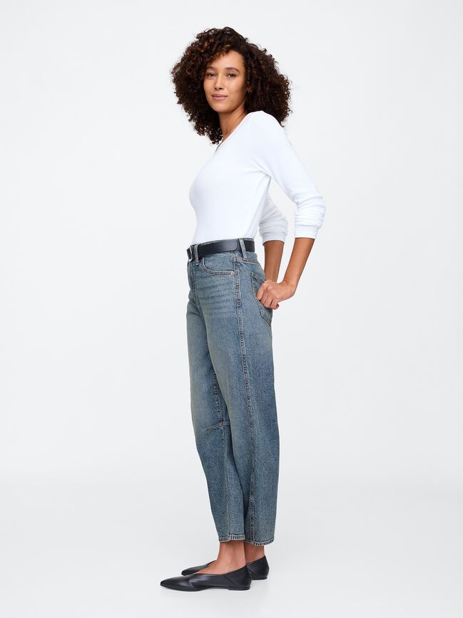 High Rise Barrel Jeans gap high rise barrel jeans