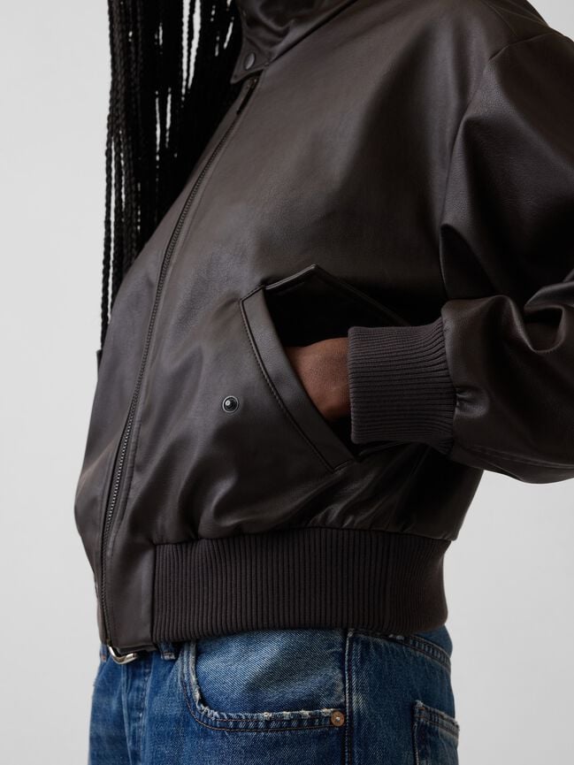 Vegan Leather Bomber Jacket gap vegan leather bomber jacket
