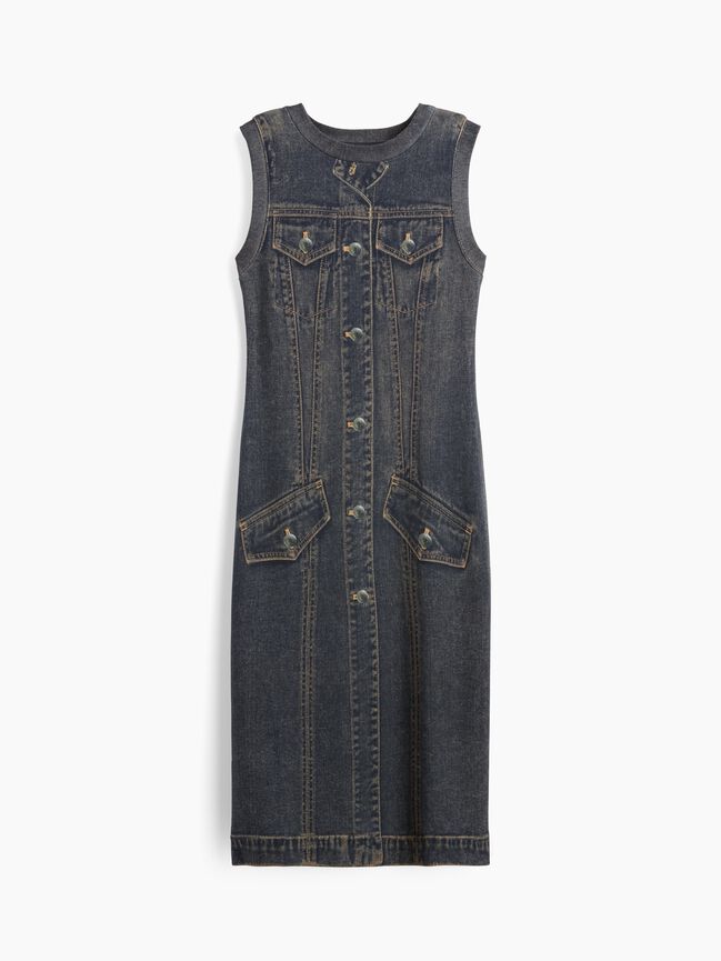 GapStudio Printed Denim Terry Dress gapstudio printed denim terry dress