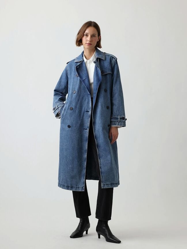 Longline Icon Denim Trench Jacket gap longline icon denim trench jacket