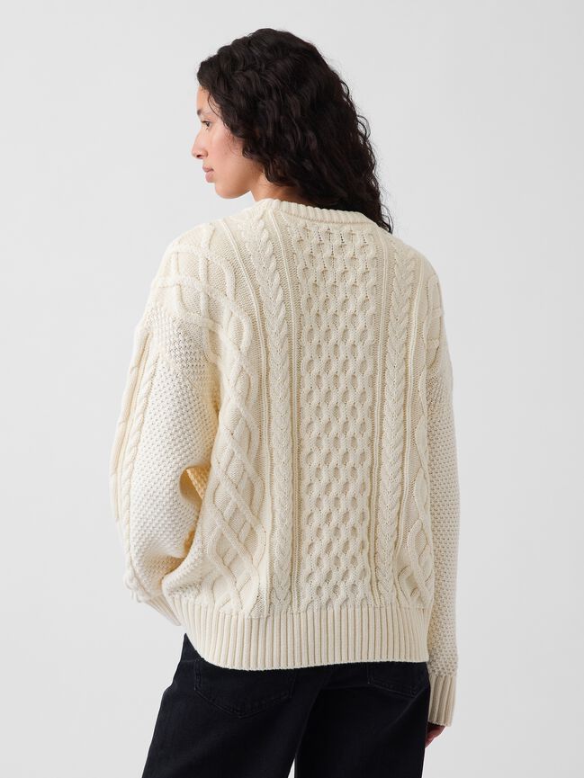100% Cotton Cable-Knit Oversized Sweater gap 100 cotton cable knit oversized sweater