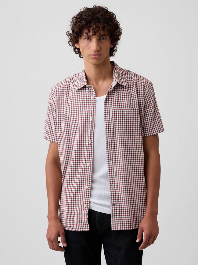 Stretch Poplin Shirt in Standard Fit gap stretch poplin shirt in standard fit