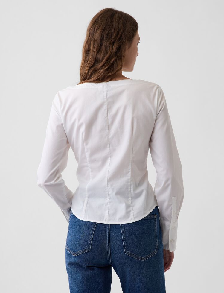 Organic Cotton Poplin Scoop Neck Top gap organic cotton poplin scoop neck top