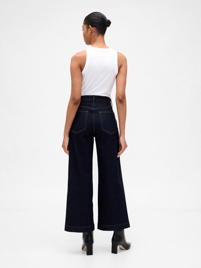 High Rise Wide-Leg Crop Jeans gap high rise wide leg crop jeans
