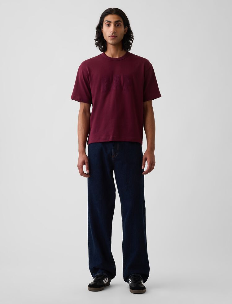 Heavyweight Relaxed Gap Logo Crop T-Shirt heavyweight relaxed gap logo crop t shirt