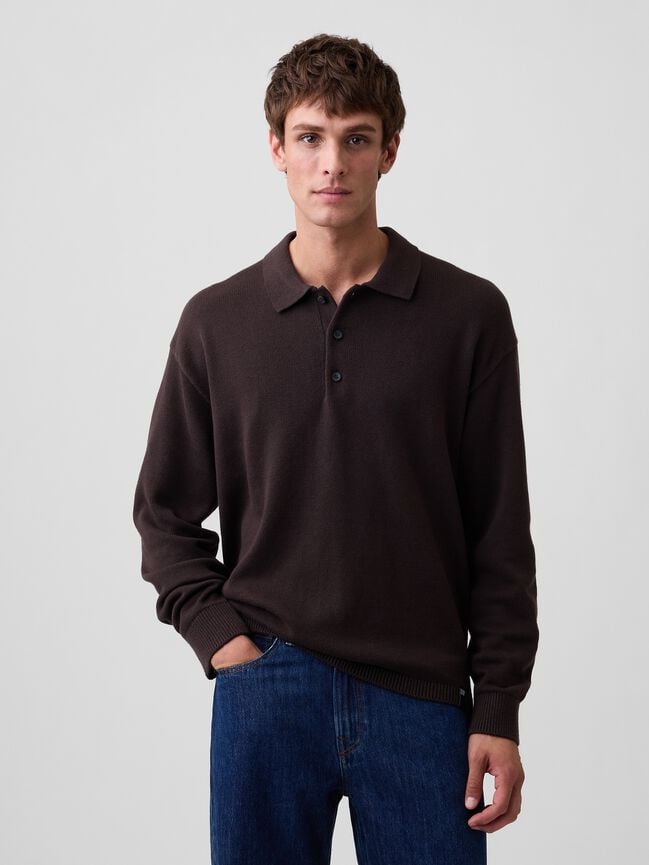 Relaxed Polo Sweater gap relaxed polo sweater