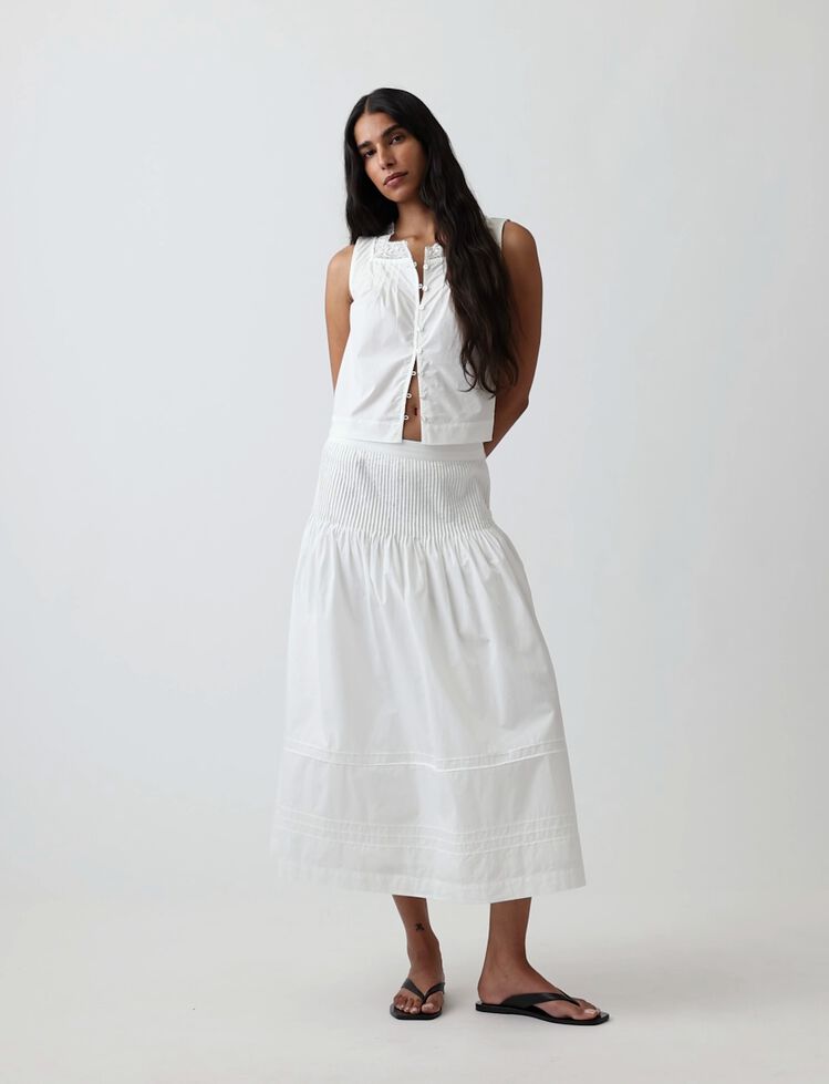 Poplin Pintuck Maxi Skirt gap poplin pintuck maxi skirt