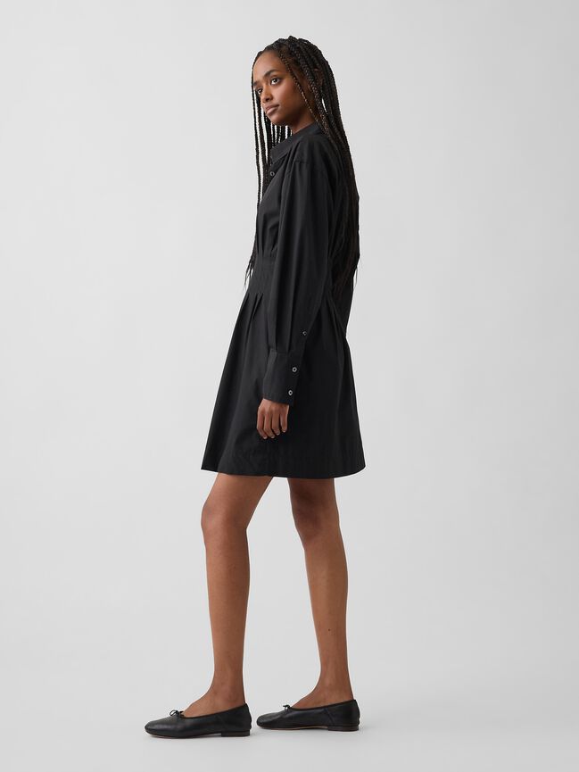 Organic Cotton Pleated Mini Shirtdress gap organic cotton pleated mini shirtdress
