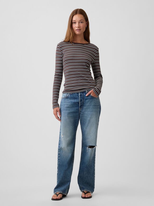 Modern Ribbed Crewneck T-Shirt gap modern ribbed crewneck t shirt