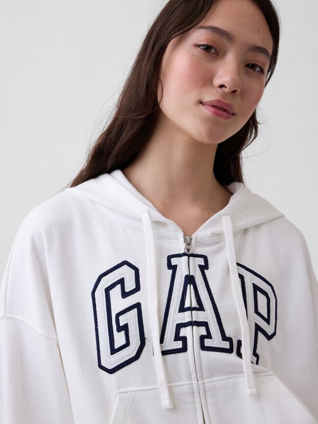 هودي أوفرسايز بسحاب من قماش فرنش تيري بشعار Gap هودي أوفرسايز بسحاب من قماش فرنش تيري بشعار gap