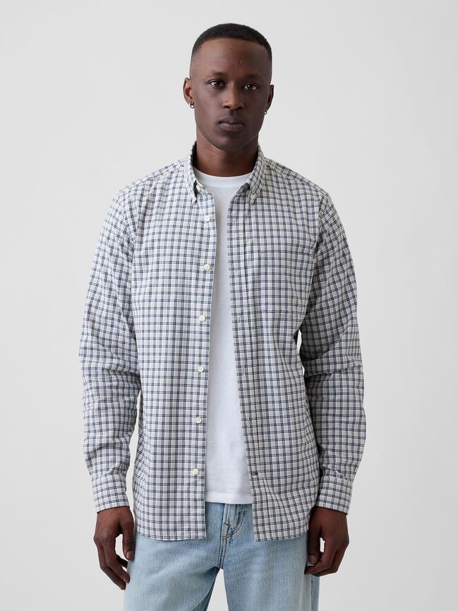 Stretch Poplin Shirt in Standard Fit gap stretch poplin shirt in standard fit