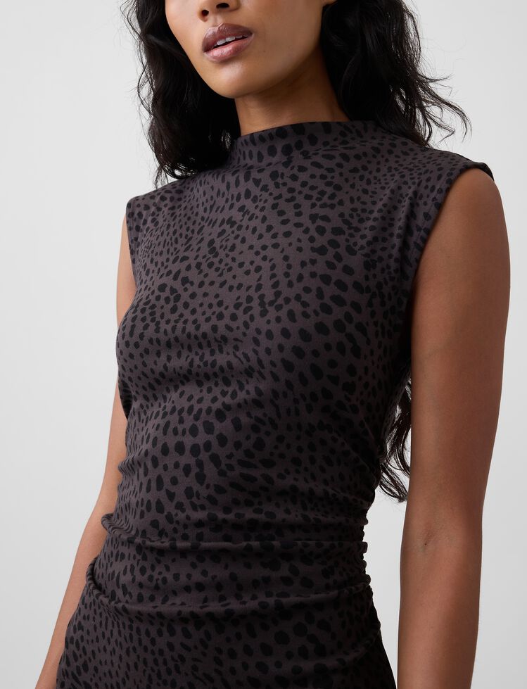 Modern Ribbed Sleeveless Mockneck Midi Dress gap modern ribbed sleeveless mockneck midi dress