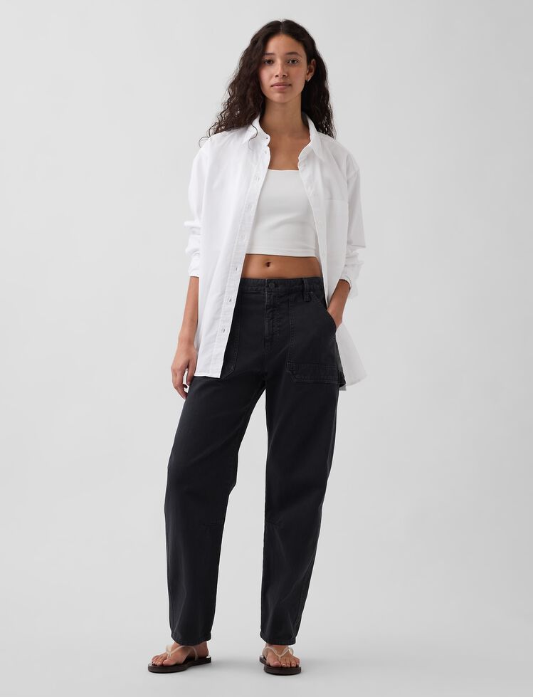 Mid Rise Barrel Utility Ankle Pants gap mid rise barrel utility ankle pants