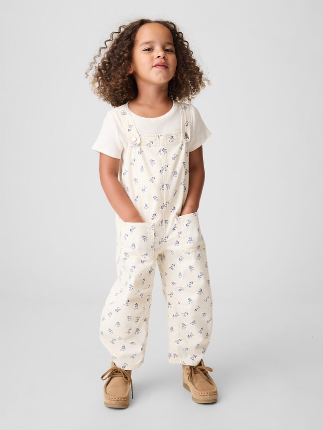 Toddler Floral Denim Horseshoe Overalls gap toddler floral denim horseshoe overalls