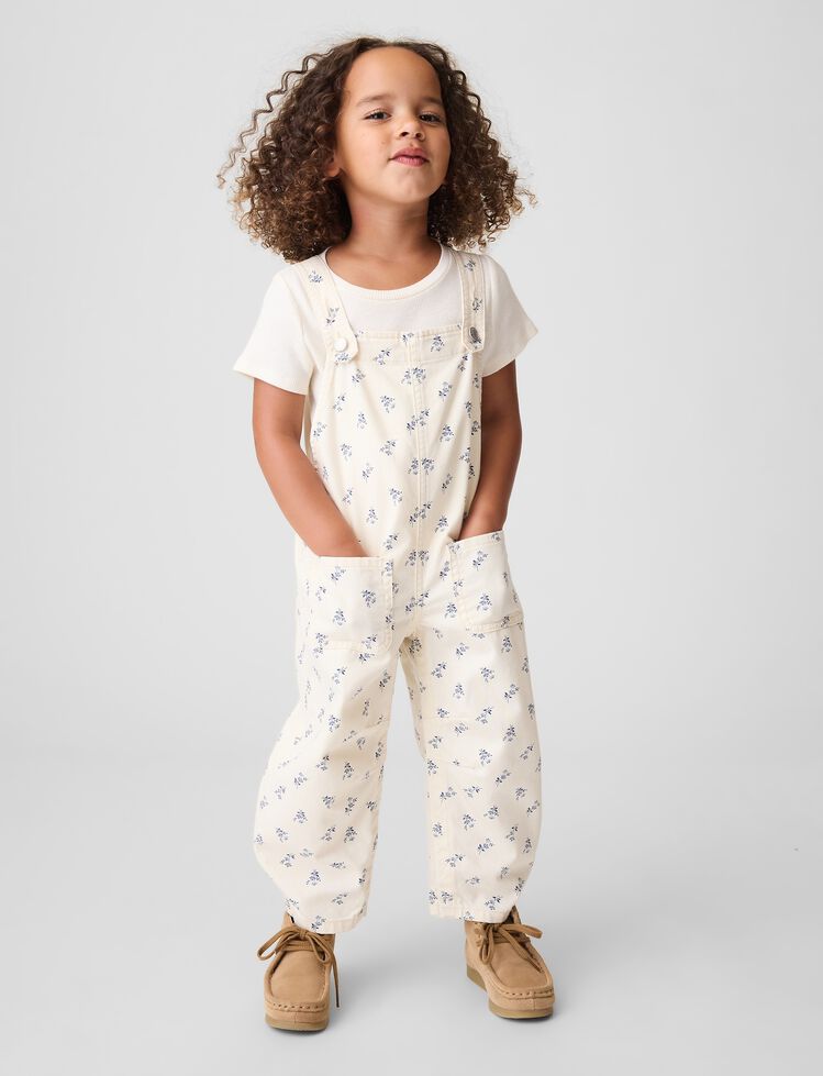Baby & Toddler Floral Denim Horseshoe Overalls gap baby toddler floral denim horseshoe overalls
