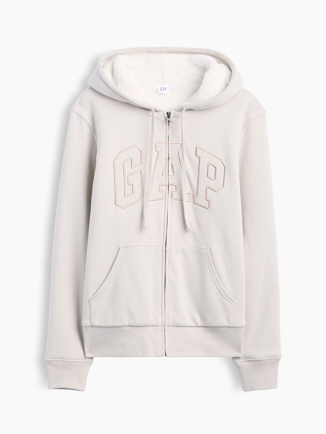Relaxed Gap Logo Sherpa-Lined Zip Hoodie relaxed gap logo sherpa lined zip hoodie