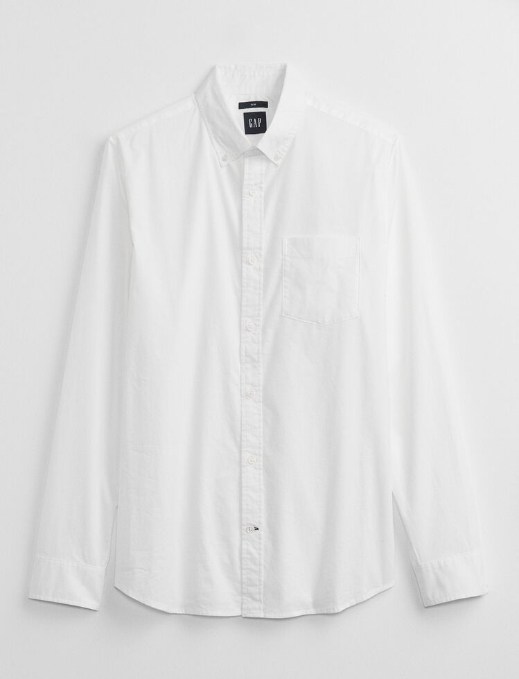 Stretch Poplin Shirt in Slim Fit gap stretch poplin shirt in slim fit