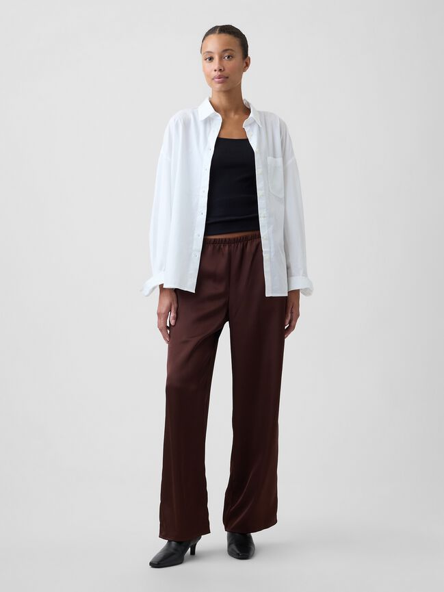 Easy Wide-Leg Satin Pants gap easy wide leg satin pants