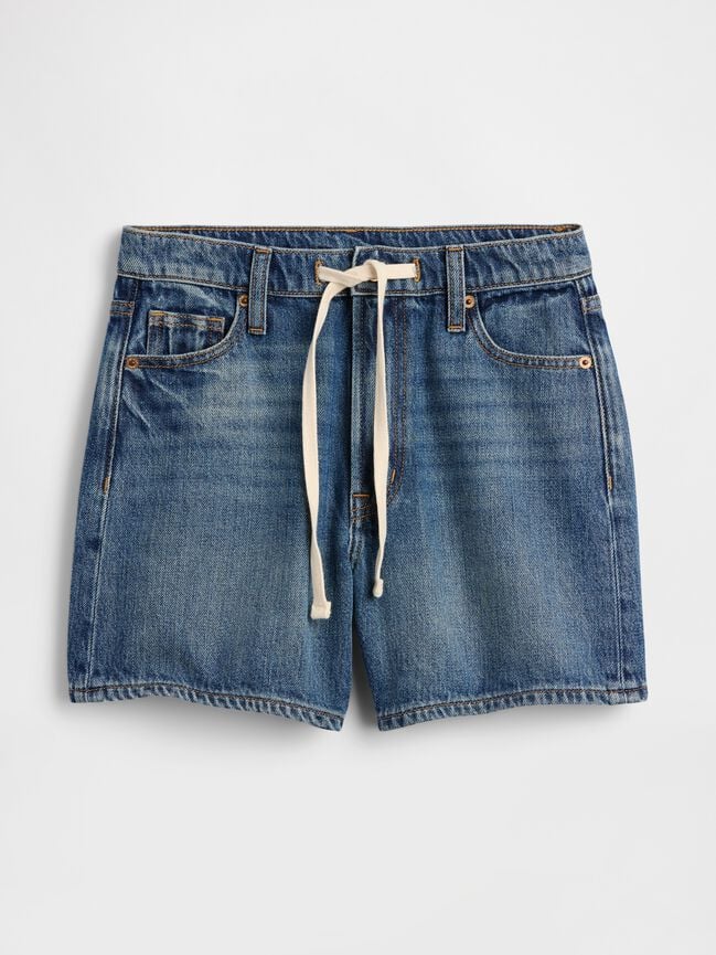 High Rise SuperSoft Drawstring Denim Shorts gap high rise supersoft drawstring denim shorts