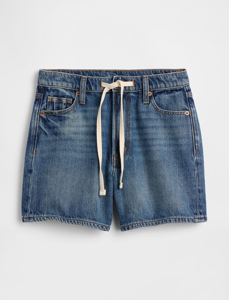 High Rise SuperSoft Drawstring Denim Shorts gap high rise supersoft drawstring denim shorts