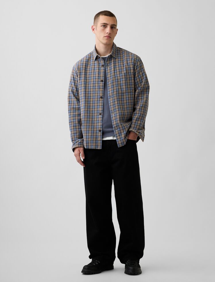 Sunwashed Twill Relaxed Plaid Shirt gap sunwashed twill relaxed plaid shirt