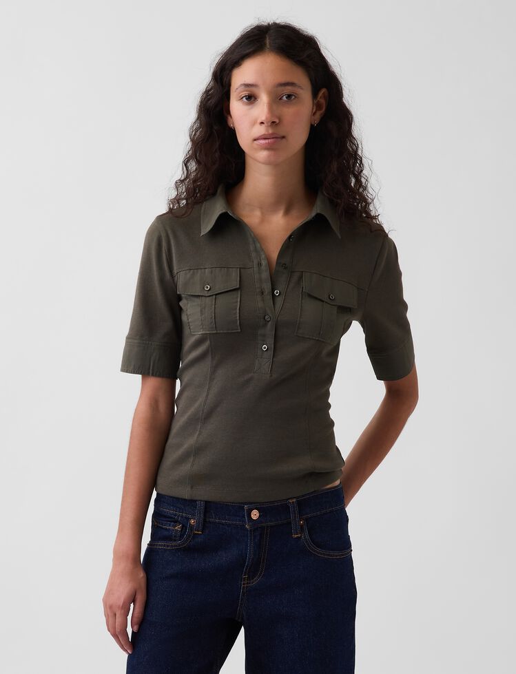 Modern Elbow-Sleeve Utility T-Shirt gap modern elbow sleeve utility t shirt