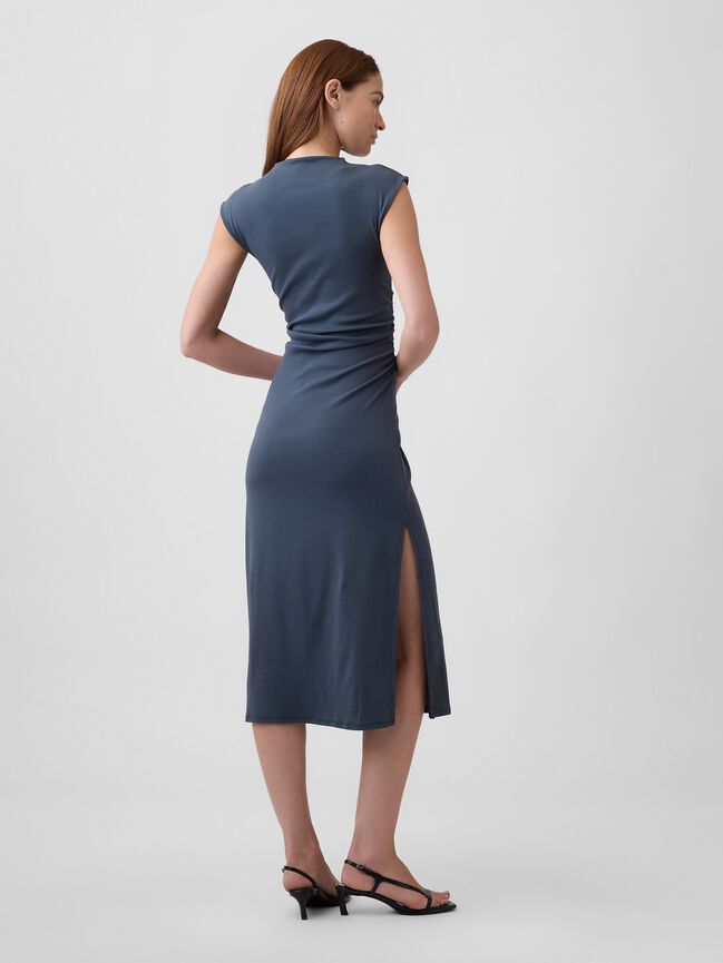 Modern Ribbed Sleeveless Mockneck Midi Dress gap modern ribbed sleeveless mockneck midi dress